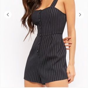 Black Pinstripe Romper